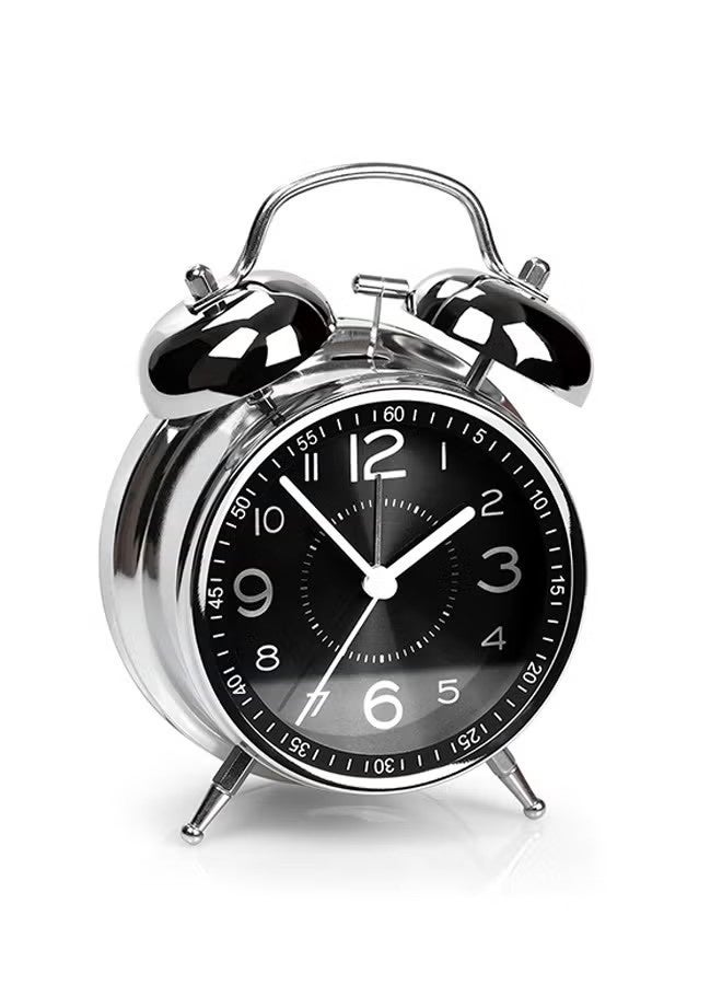 بيوينتي منبه عالي الصوت للكبار ذوي النوم العميق، كلاسيكي بقرص 4 بوصات صامت بدون صوت تكتكة ومضاء، بساعة منبه تناظرية بجرس مزدوج لغرف النوم وطاولات السرير (أسود) - Image 2